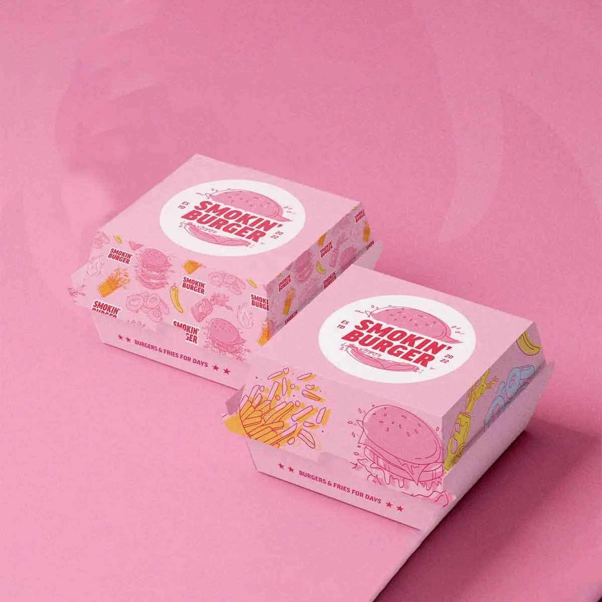 Pink Burger Boxes